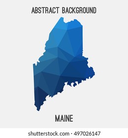 Maine map in geometric polygonal,mosaic style.Abstract tessellation,modern design background,low poly. Vector illustration.
