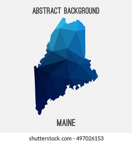 Maine map in geometric polygonal,mosaic style.Abstract tessellation,modern design background,low poly. Vector illustration.