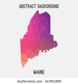Mapa de Maine en estilo poligonal geométrico, mosaico. Teselación Abstractas, fondo de diseño moderno. Ilustración vectorial EPS8