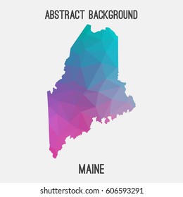 Maine map in geometric polygonal,mosaic style.Abstract tessellation,modern design background,low poly. Vector illustration.
