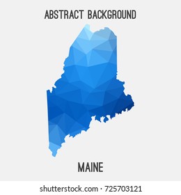 Maine map in geometric polygonal,mosaic style.Abstract tessellation,modern design background,low poly. Vector illustration.