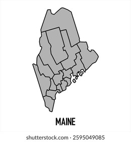 Maine map in grey style isolated on white background. Vector illustration.	