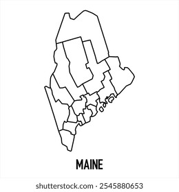 Maine map icon isolated on white background. Outline map. Simple line icon. Vector illustration