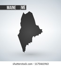Maine map isolated on transparent background. Black map for your design. Vector illustration, easy to edit.