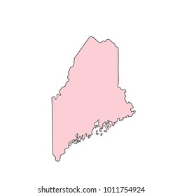 Maine map isolated on white background silhouette. Maine USA state.