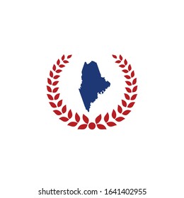 Maine Map And Laurel Wreath Logo Design Template