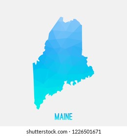 Maine map low poly geometric polygonal,mosaic style,abstract tessellation,modern design background. Geometric cover, mockup. Vector illustration EPS10.
