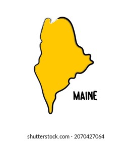 Maine map outline, hand drawn silhouette design background