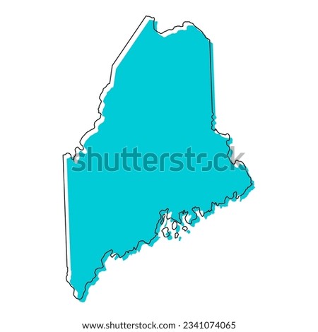 Maine map shape, united states of america. Flat concept icon symbol vector illustration .