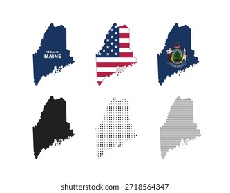 maine map. maine state mapas em vários tipos
