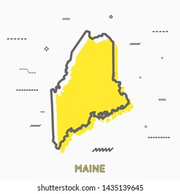 Maine map in thin line style. Maine  infographic map icon with small thin line geometric figures. Maine state. Vector illustration linear modern concept