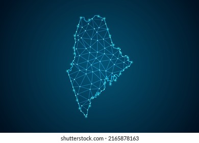 Maine Map - USA Map mash line and point scales on blue technology background. Wire Frame 3D mesh polygonal network line, design sphere, dot and structure -  Vector illustration eps 10