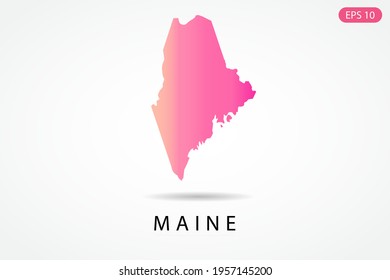 Maine Map - USA, United States of America map, World Map International vector template with Pink gradient color isolated on white background - Vector illustration eps 10