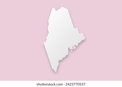 Maine Map - USA, United States of America Map vector template with paper cut style including shadow and white color on pink background for design, website - Vector illustration eps 10