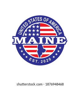 Maine Map Vector , Country Logo