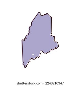 Maine map vector illustration. Lavender colored map of north east state with the capital - Augusta. United States od America, infographics, geography concepts.