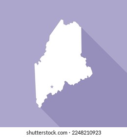 Maine map vector illustration. Lavender colored flat map of north east state with the capital - Augusta. United States od America, infographics, geography concepts.