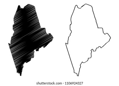  Maine map vector illustration, scribble sketch  Maine map