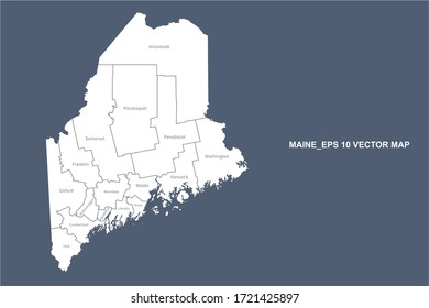 maine map. vector map of maine, U.S. states.