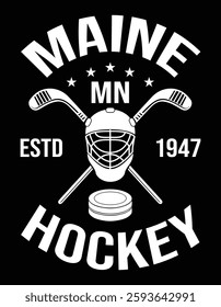 Maine Minnesota Ice Hockey Sticks Vintage Gift