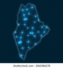 Maine network map. Abstract geometric map of the US state. Digital connections and telecommunication design. Glowing internet network. Amazing vector illustration.