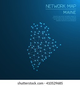 Maine network map. Abstract polygonal US state map design. Internet connections vector illustration.