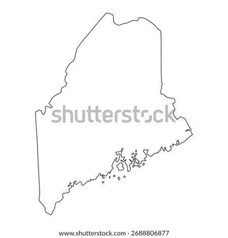 Maine outline map. Maine USA map vector. Maine outline map on white background