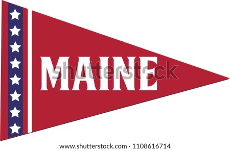 Maine Pennant, State Flag, Isolated Triangle Red White Blue Vector