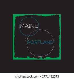 maine portland city typography design for t-shirt vector illustration