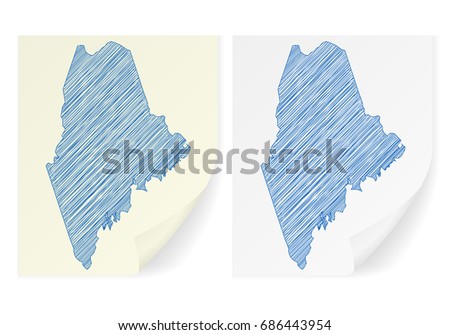 Maine scribble map on a white background.