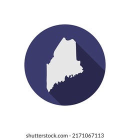 Maine state circle map with long shadow
