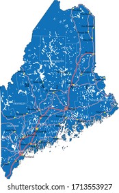 Maine state detailed political map