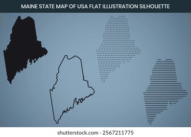 Maine State Hand Drawn Outline Map of USA Fully Editable, 300 DPI, High-Resolution EPS File Included.