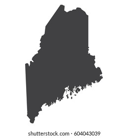 Maine state map in black on a white background. Vector illustration