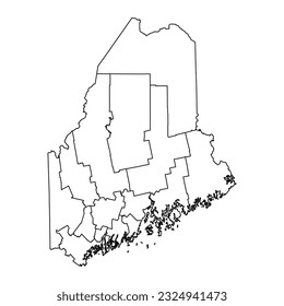 Maine state map with counties. Vector illustration.