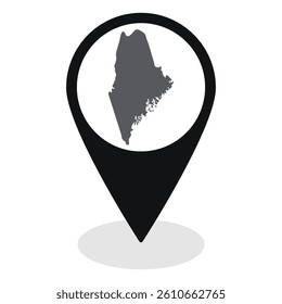 Maine state map. Map of Maine state on map pinpoint in black color