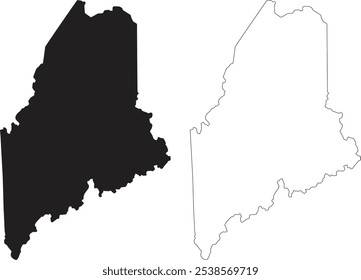 Maine state map outline contour silhouette vector