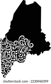 Maine State Map Outline Vector Design