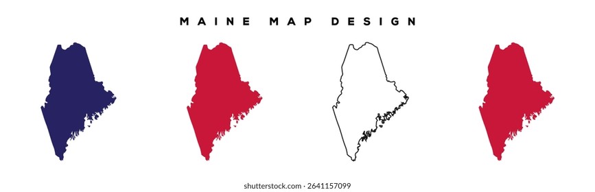 Maine State Map – Vintage Style Illustration with Labeled Cities and Borders