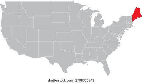 Estado do Maine no mapa do vetor editável dos EUA