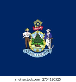 Maine state square flag. Part of The United States of America. Clean design for print, web, or educational use. Vector illustration.