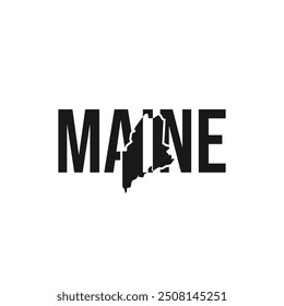 maine state symbol, map icon with vector silhouette