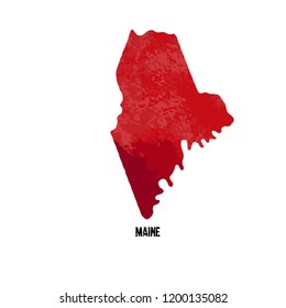 Maine state. United States Of America. Vector illustration. Watercolor texture. 