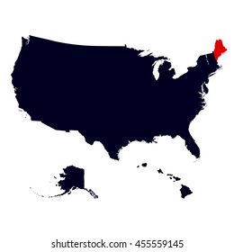 Maine State in the United States map