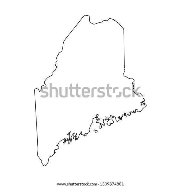 Maine State Usa Solid Black Outline Stock Vector (Royalty Free) 1339874801