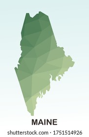 Maine States Map, Polygonal Geometric,Green Low Poly Styles, Vector Illustration eps 10, Modern Design, High Detailed
