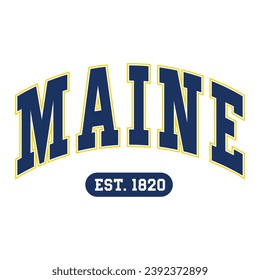 Maine typography design vector, usa state shirt design vector. Jersey design vector, T-shirt design for usa 