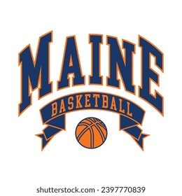 Maine typography design vector, usa state shirt design vector. Jersey design vector, T-shirt design for usa 