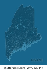 Maine, Vereinigte Staaten von Amerika künstlerische Blaupause Karte Poster