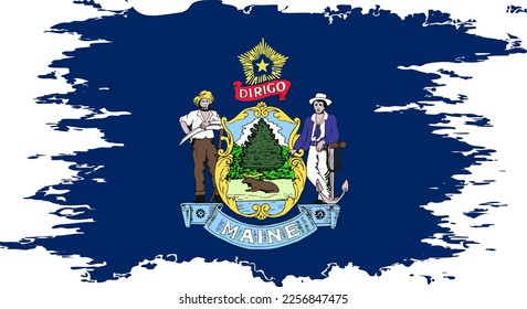 Maine US flag grunge brush color image, vector
